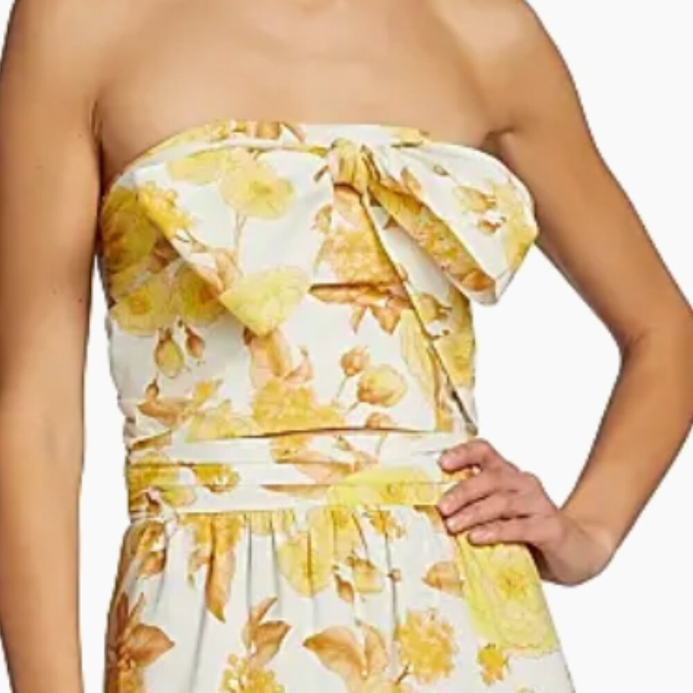 ba&sh Naimee Floral Tube Top Yellow white strapless XS